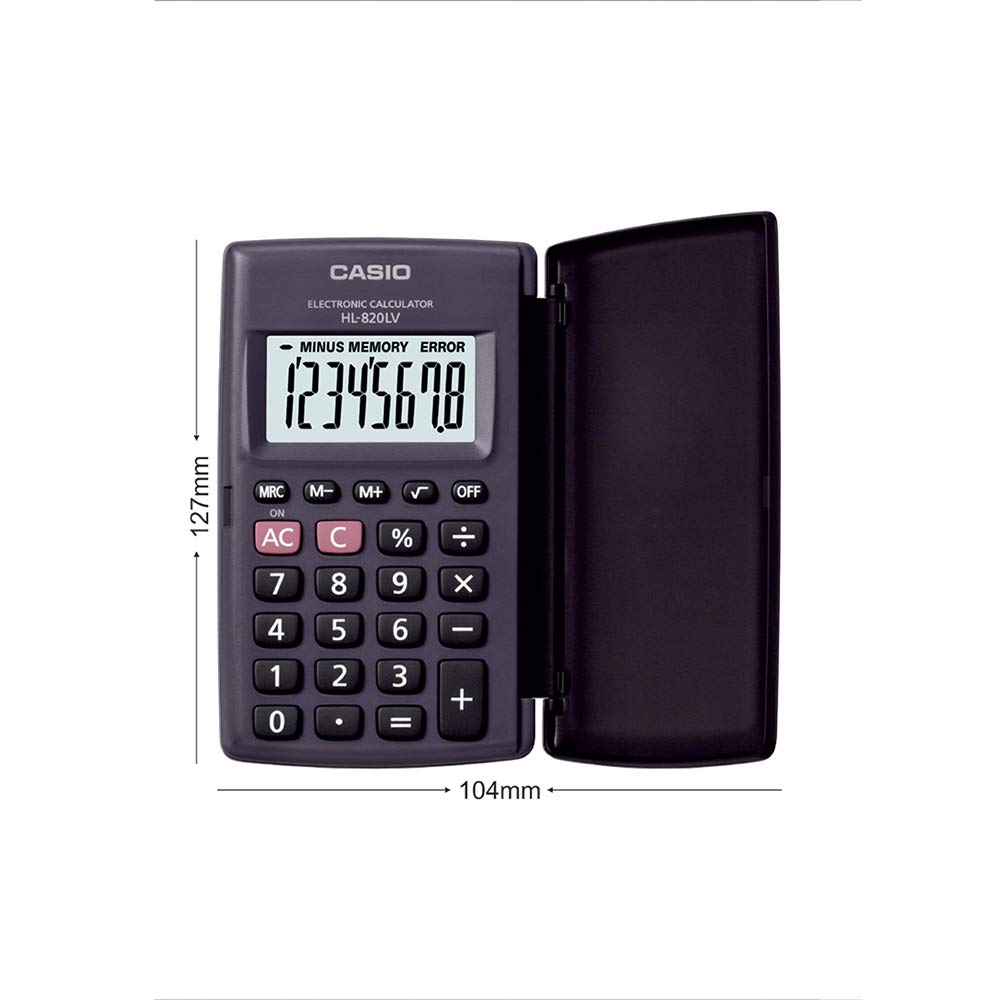 Casio HL820LV-BK Electronic Pocket Calculator with Flip Cover view 3